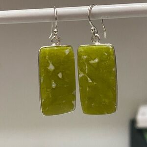 Lemon Chrysoprase Stone Earrings Set in 925 Sterling Silver